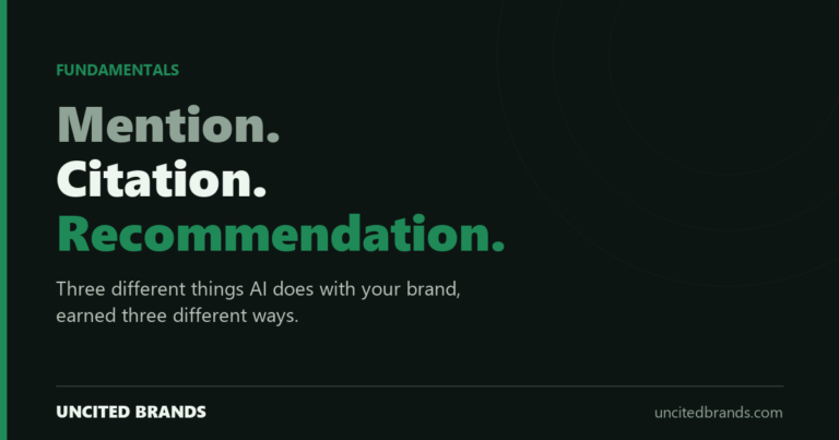 Mention, citation and recommendation as three separate outcomes