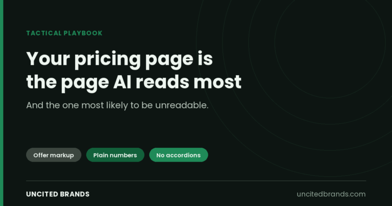 A pricing page structured so AI engines can read the numbers on it